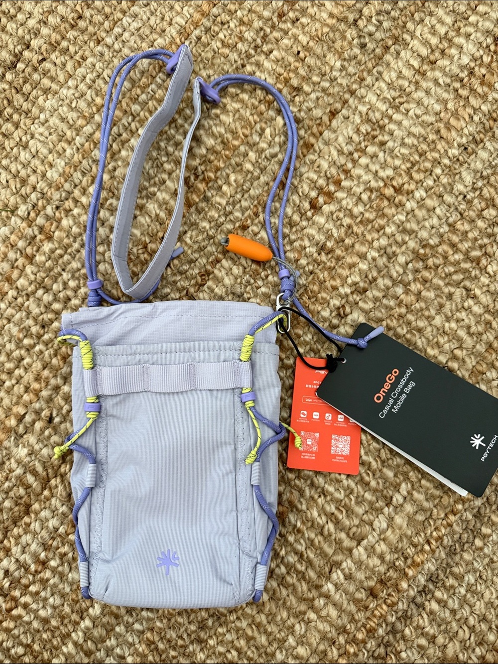 OneGo Lilac Crossbody Mini Pouch with Neon Accents